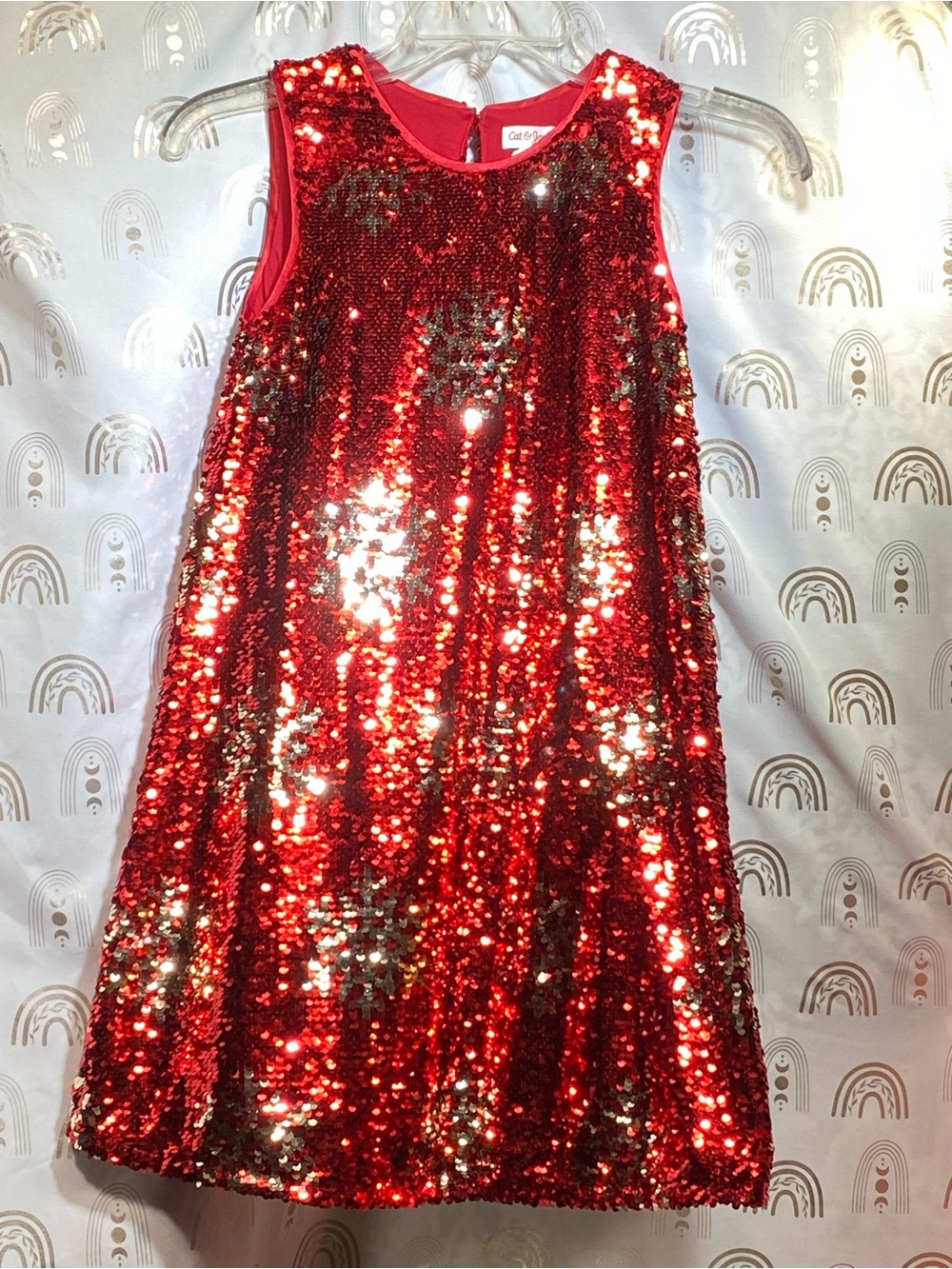 Cat & Jack Red Sequin Sleeveless A-Line Dress for Girls